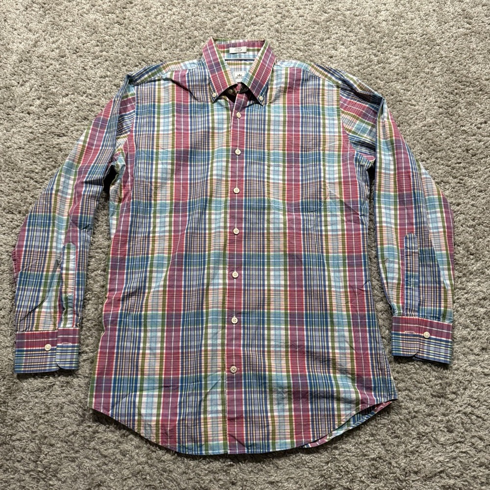Peter Millar Plaid Button Up Long Sleeve Shirt Men's SZ M Multicolor 100% Cotton